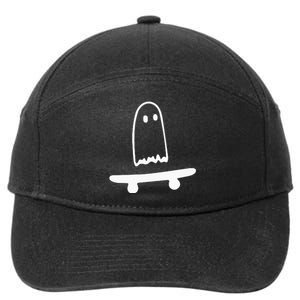 Ghost Skateboard Lazy Halloween Costume Funny Skateboarding 7-Panel Snapback Hat