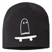 Ghost Skateboard Lazy Halloween Costume Funny Skateboarding Sustainable Beanie