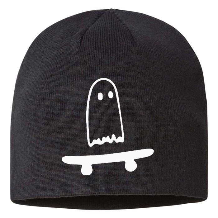 Ghost Skateboard Lazy Halloween Costume Funny Skateboarding Sustainable Beanie