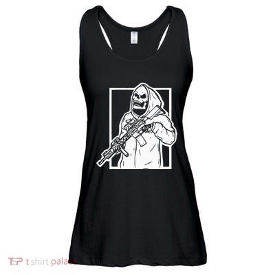 Gangster Skeleton Lazy Halloween Costume Cool Skull Bones Ladies Essential Flowy Tank