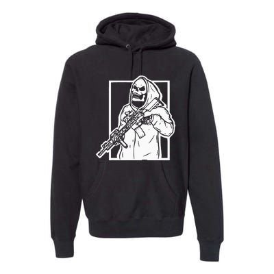 Gangster Skeleton Lazy Halloween Costume Cool Skull Bones Premium Hoodie