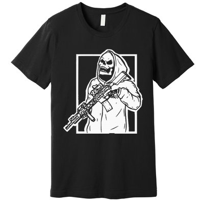 Gangster Skeleton Lazy Halloween Costume Cool Skull Bones Premium T-Shirt