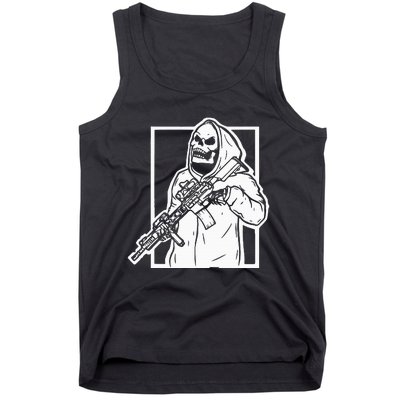 Gangster Skeleton Lazy Halloween Costume Cool Skull Bones Tank Top