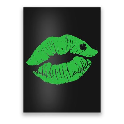 Green Shamrock Lips Kiss sexy St Patricks Day Irish Poster