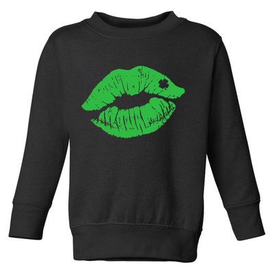 Green Shamrock Lips Kiss sexy St Patricks Day Irish Toddler Sweatshirt