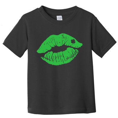 Green Shamrock Lips Kiss sexy St Patricks Day Irish Toddler T-Shirt