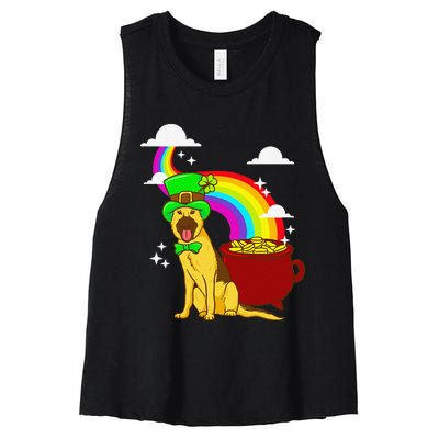 German Shepherd Leprechaun! Funny St Paddy's Day Women's Racerback Cropped Tank