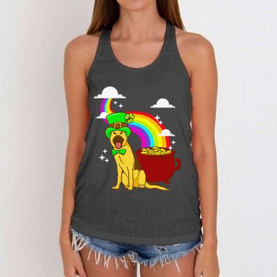 German Shepherd Leprechaun! Funny St Paddy's Day Women's Knotted Racerback Tank