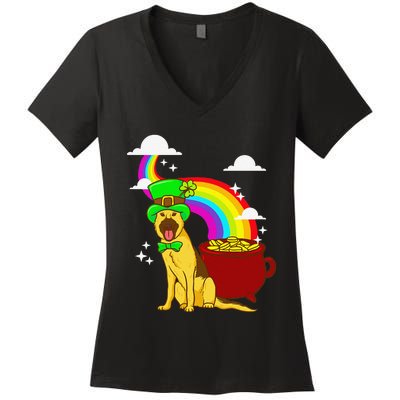 German Shepherd Leprechaun! Funny St Paddy's Day Women's V-Neck T-Shirt