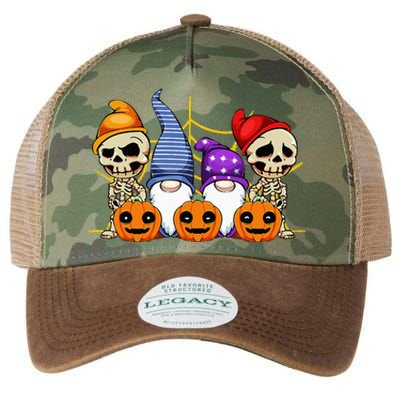 Gnomes Skeleton Lazy Halloween Costume Cute Gnome Skull Legacy Tie Dye Trucker Hat