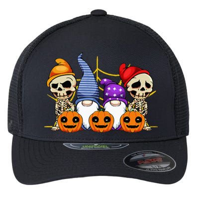 Gnomes Skeleton Lazy Halloween Costume Cute Gnome Skull Flexfit Unipanel Trucker Cap