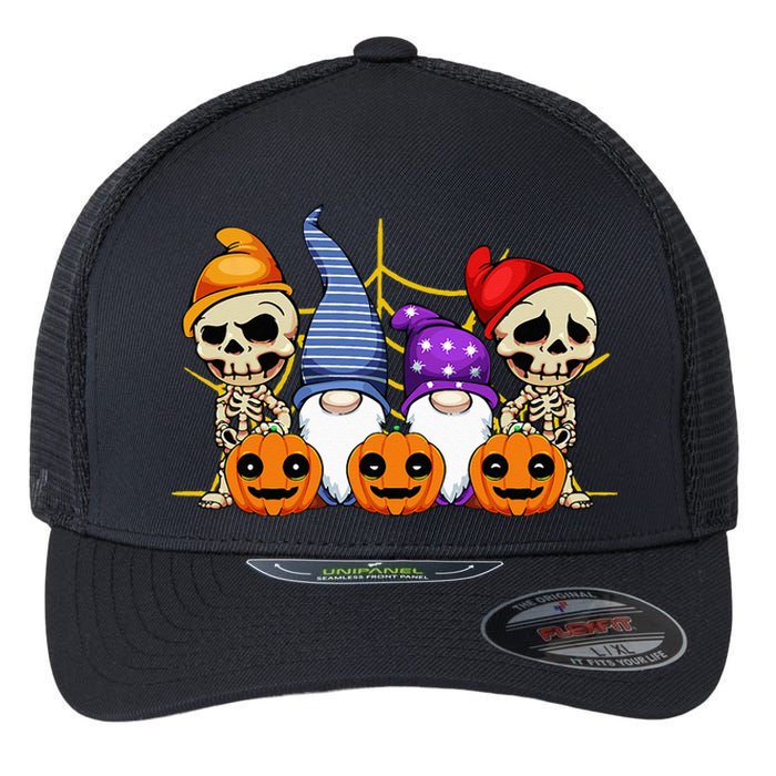 Gnomes Skeleton Lazy Halloween Costume Cute Gnome Skull Flexfit Unipanel Trucker Cap