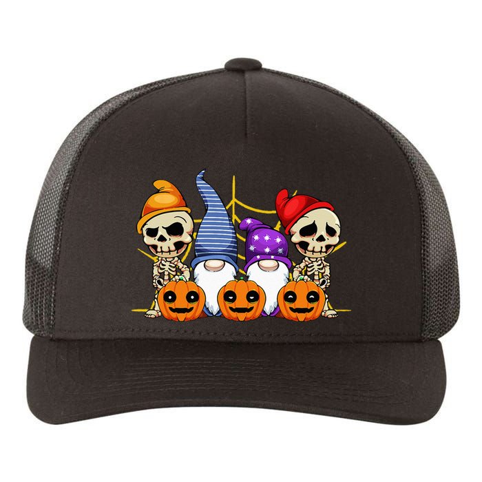 Gnomes Skeleton Lazy Halloween Costume Cute Gnome Skull Yupoong Adult 5-Panel Trucker Hat