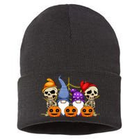 Gnomes Skeleton Lazy Halloween Costume Cute Gnome Skull Sustainable Knit Beanie