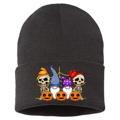 Gnomes Skeleton Lazy Halloween Costume Cute Gnome Skull Sustainable Knit Beanie