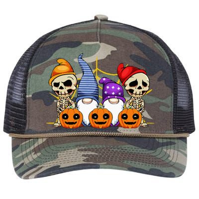 Gnomes Skeleton Lazy Halloween Costume Cute Gnome Skull Retro Rope Trucker Hat Cap