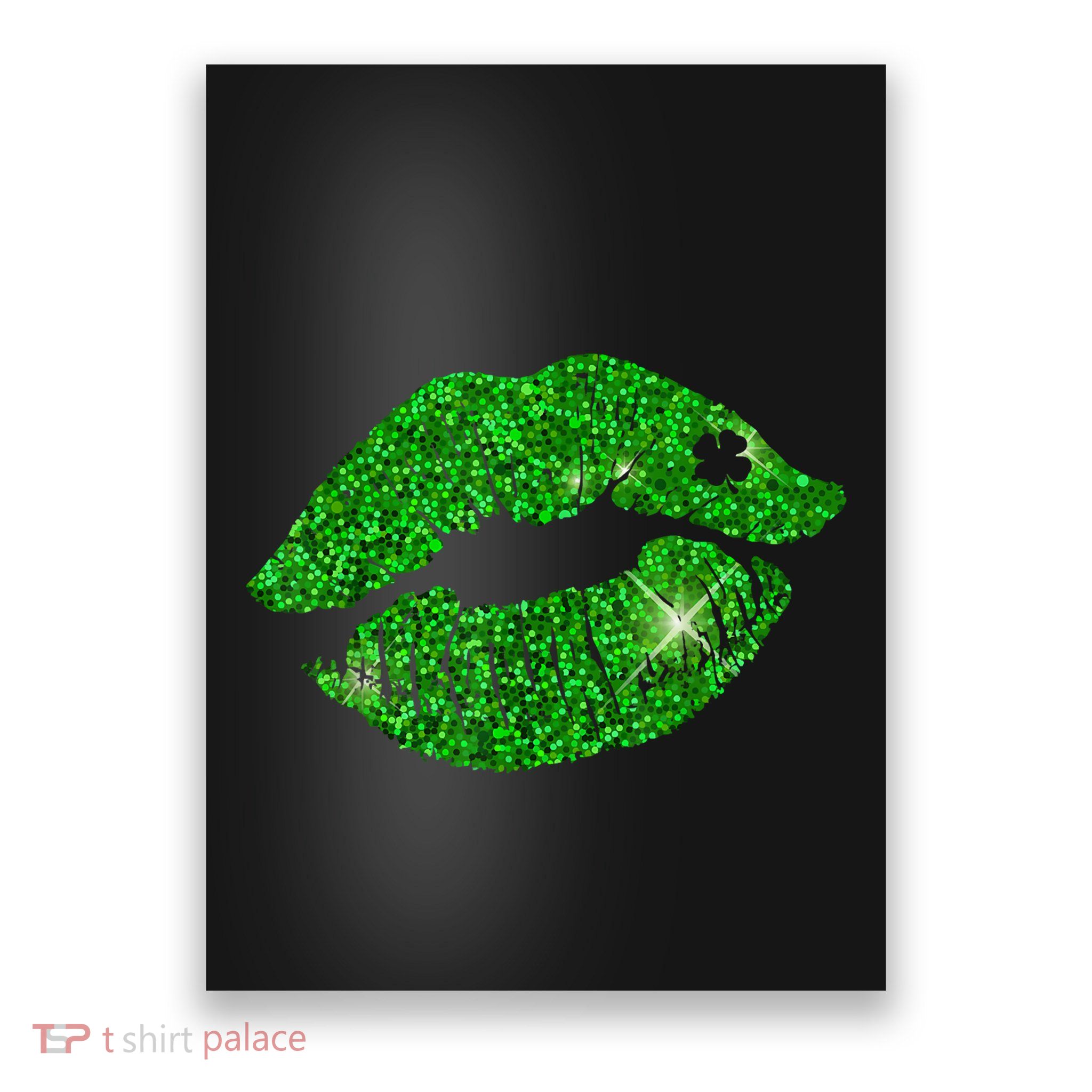 Green Shamrock Lips Kiss Irish St Patrick's Day Poster