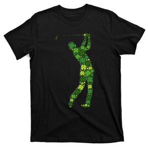 Golf Swing Lucky Green Shamrock Clover St Patricks Day T-Shirt