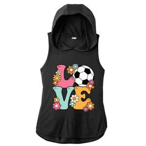 Groovy Soccer Love Cute Soccer Lover Ladies PosiCharge Tri-Blend Wicking Draft Hoodie Tank