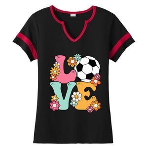 Groovy Soccer Love Cute Soccer Lover Ladies Halftime Notch Neck Tee