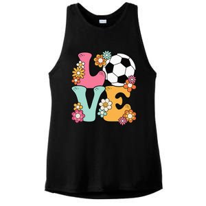 Groovy Soccer Love Cute Soccer Lover Ladies PosiCharge Tri-Blend Wicking Tank