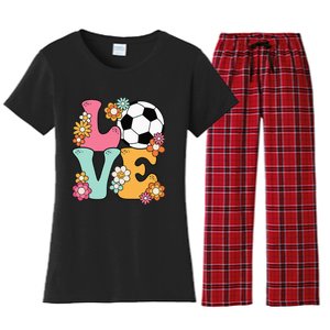 Groovy Soccer Love Cute Soccer Lover Women's Flannel Pajama Set