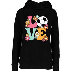 Groovy Soccer Love Cute Soccer Lover Womens Funnel Neck Pullover Hood