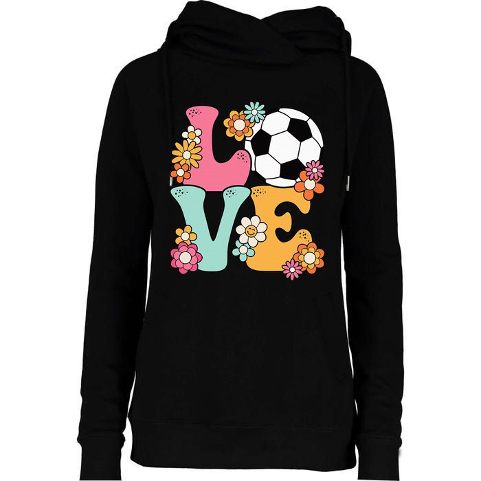 Groovy Soccer Love Cute Soccer Lover Womens Funnel Neck Pullover Hood