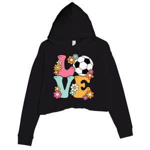 Groovy Soccer Love Cute Soccer Lover Crop Fleece Hoodie