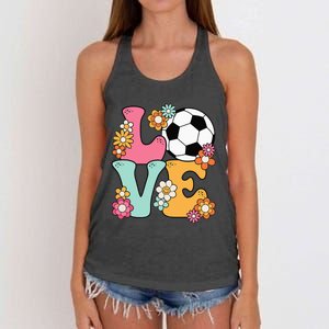 Groovy Soccer Love Cute Soccer Lover Women's Knotted Racerback Tank