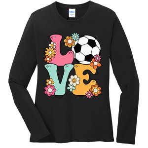 Groovy Soccer Love Cute Soccer Lover Ladies Long Sleeve Shirt