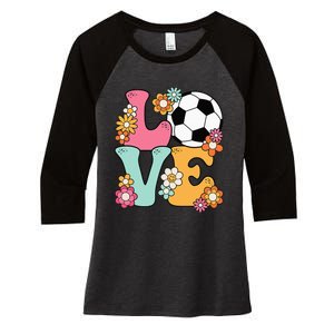 Groovy Soccer Love Cute Soccer Lover Women's Tri-Blend 3/4-Sleeve Raglan Shirt