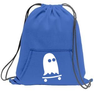 Ghost Skateboarding Lazy Halloween Costume Fun Skateboard Gift Sweatshirt Cinch Pack Bag