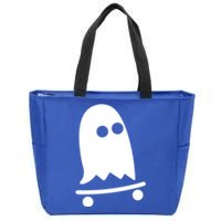 Ghost Skateboarding Lazy Halloween Costume Fun Skateboard Gift Zip Tote Bag