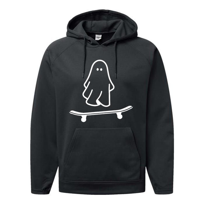 Ghost Skateboard Lazy Halloween Costume Funny Skateboarding Performance Fleece Hoodie