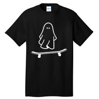 Ghost Skateboard Lazy Halloween Costume Funny Skateboarding Tall T-Shirt