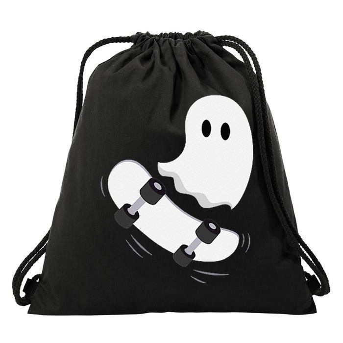 Ghost Skateboard Lazy Halloween Costume Funny Skateboarding Drawstring Bag