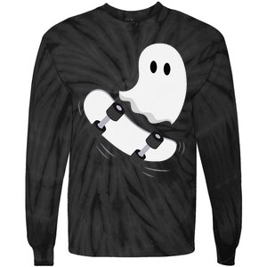 Ghost Skateboard Lazy Halloween Costume Funny Skateboarding Tie-Dye Long Sleeve Shirt