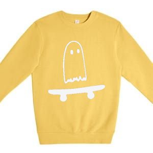 Ghost Skateboard Lazy Halloween Funny Skateboarding Premium Crewneck Sweatshirt