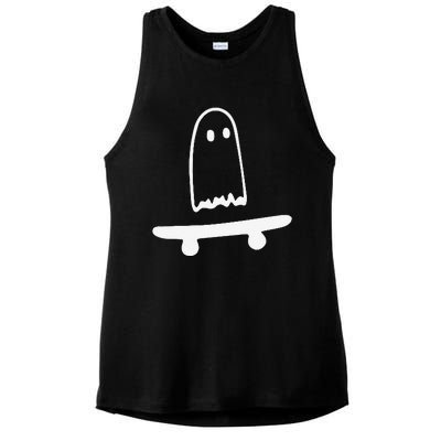 Ghost Skateboard Lazy Halloween Funny Skateboarding Ladies PosiCharge Tri-Blend Wicking Tank