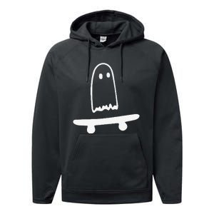 Ghost Skateboard Lazy Halloween Funny Skateboarding Performance Fleece Hoodie