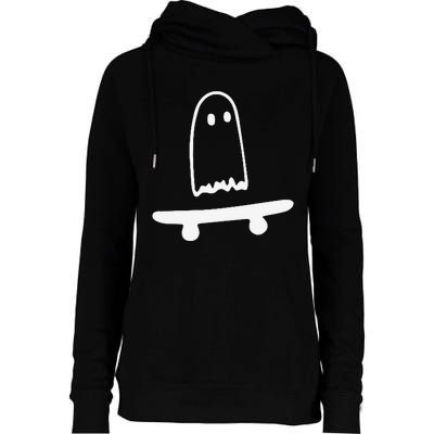 Ghost Skateboard Lazy Halloween Funny Skateboarding Womens Funnel Neck Pullover Hood