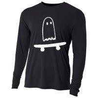 Ghost Skateboard Lazy Halloween Funny Skateboarding Cooling Performance Long Sleeve Crew