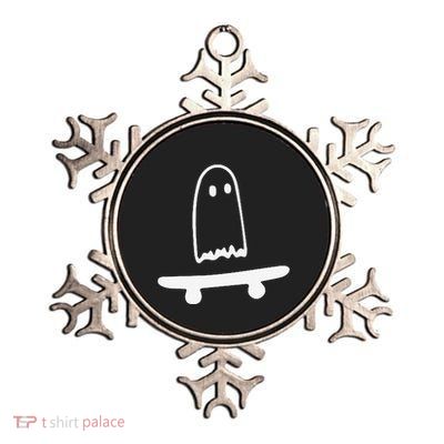 Ghost Skateboard Lazy Halloween Funny Skateboarding Metallic Star Ornament