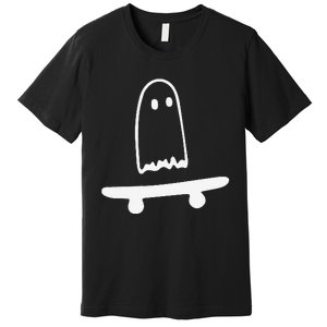 Ghost Skateboard Lazy Halloween Funny Skateboarding Premium T-Shirt