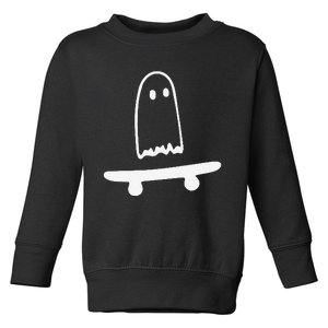 Ghost Skateboard Lazy Halloween Funny Skateboarding Toddler Sweatshirt