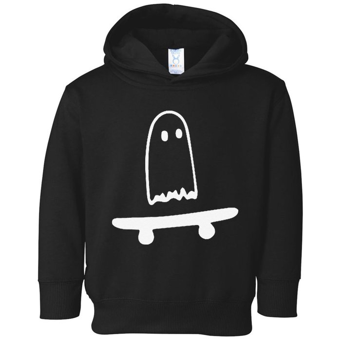 Ghost Skateboard Lazy Halloween Funny Skateboarding Toddler Hoodie