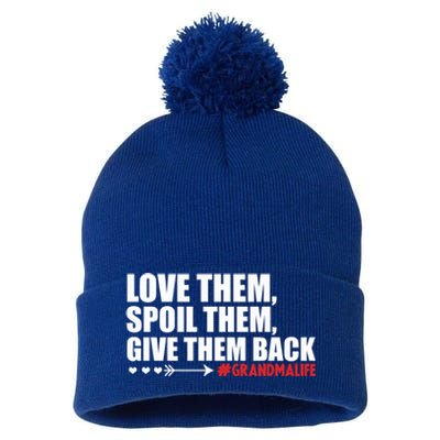 Grandma Spoils Love Them Spoil Them Give Them Back Gift Pom Pom 12in Knit Beanie