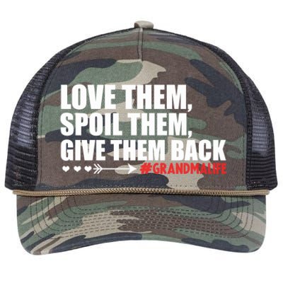 Grandma Spoils Love Them Spoil Them Give Them Back Gift Retro Rope Trucker Hat Cap