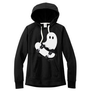 Ghost Skateboard Lazy Halloween Costume Funny Skateboarding Gift Women's Fleece Hoodie